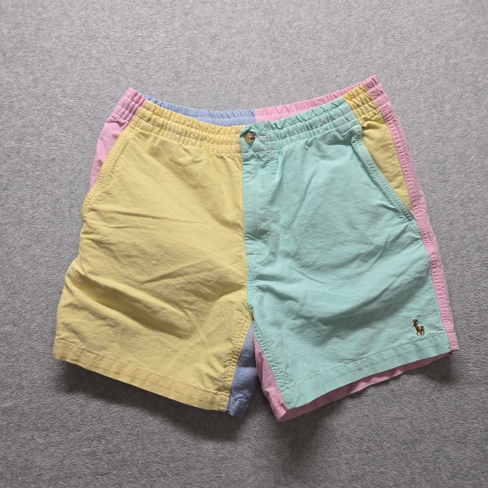 Polo Ralph Lauren Mens Classic Fit 6 Colorblock Pastel Shorts Yellow Blue Pink S
